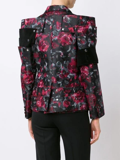Shop Comme Des Garçons Flowers Jacquard Jacket In Black