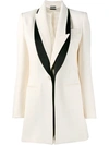 Alexander Mcqueen Asymmetric-lapel One-button Long Coat, Silk White/black