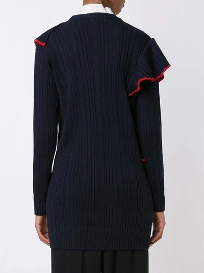 Shop Msgm Ribbed Ruffle Cardigan