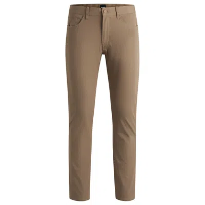 Hugo Boss Slim-fit Jeans In Two-tone Stretch Denim In Beige