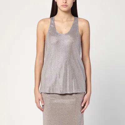Giuseppe Di Morabito Tank Top With Silver Rhinestones In Metal