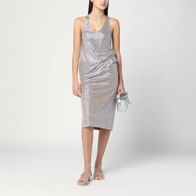Giuseppe Di Morabito Tank Top With Silver Rhinestones In Metal