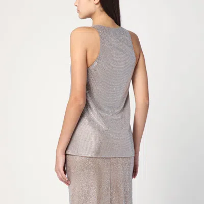 Giuseppe Di Morabito Tank Top With Silver Rhinestones In Metal