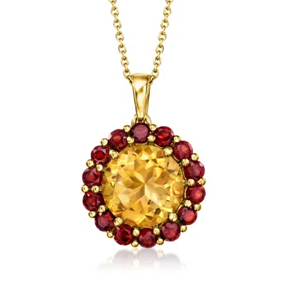 Ross-simons Citrine And Garnet Pendant Necklace In 18kt Gold Over Sterling In Multi