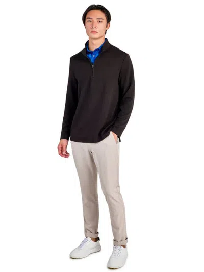 Construct Solid Waffle Knit Quarter Zip In Black
