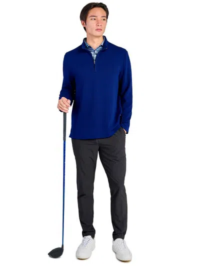 Construct Solid Waffle Knit Quarter Zip In Blue