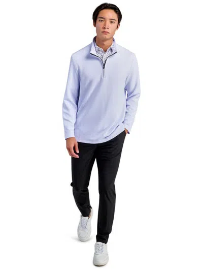 Construct Solid Waffle Knit Quarter Zip In Blue