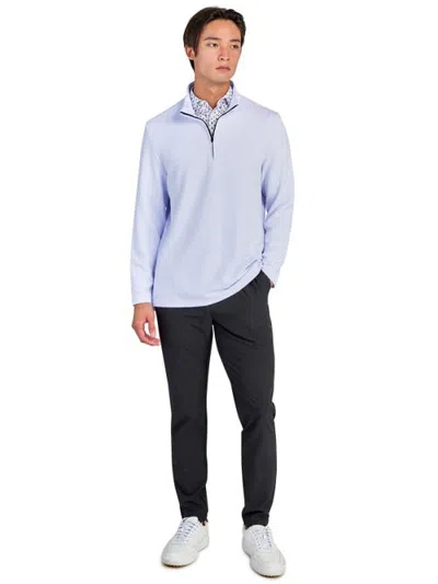 Construct Solid Waffle Knit Quarter Zip In Blue