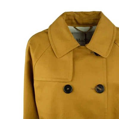Max Mara Yellow Crop Trench Coat In Drip-proof Cotton And Linen In Yellow