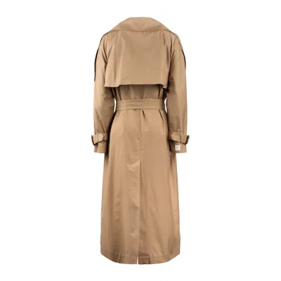 Max Mara Camel Over Trench Coat In Drip-proof Cotton In Beige