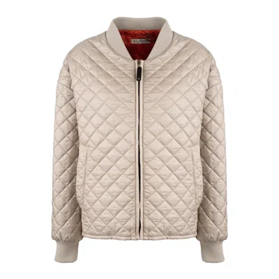 Max Mara Reversible Padded Drop-proof Canvas Bomber Jacket In Orange, Beige