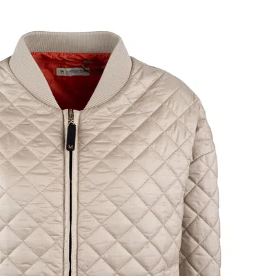 Max Mara Reversible Padded Drop-proof Canvas Bomber Jacket In Orange, Beige