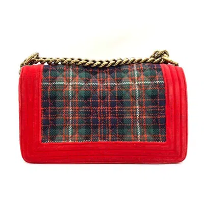 Pre-owned Chanel Green Red Color Canvas Shoulder Bag () In Green, Red Color