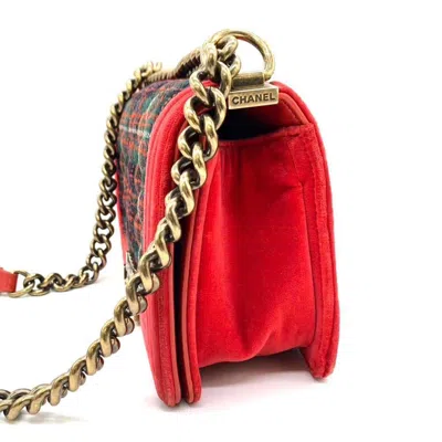 Pre-owned Chanel Green Red Color Canvas Shoulder Bag () In Green, Red Color