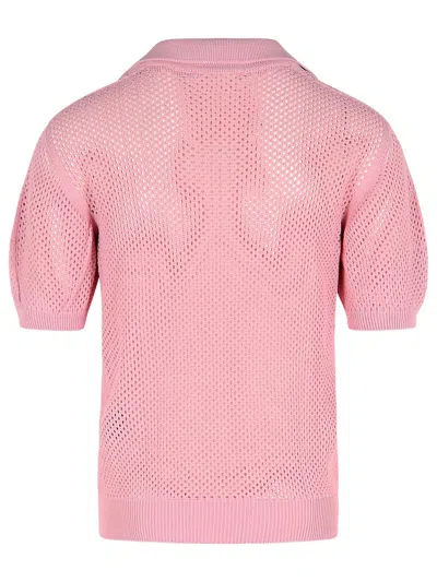 Laneus Short Sleeve Mesh Knit Sweater In Pink