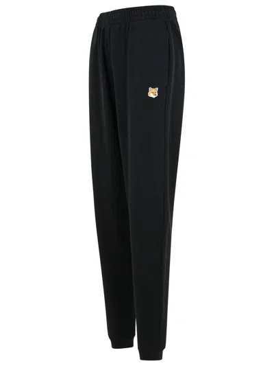 Maison Kitsuné Jogger Black Cotton Pants In Black