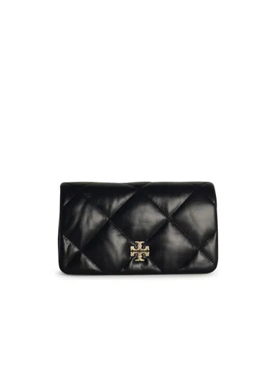 Tory Burch Kira Diamond Leather Wallet On Chain In Black