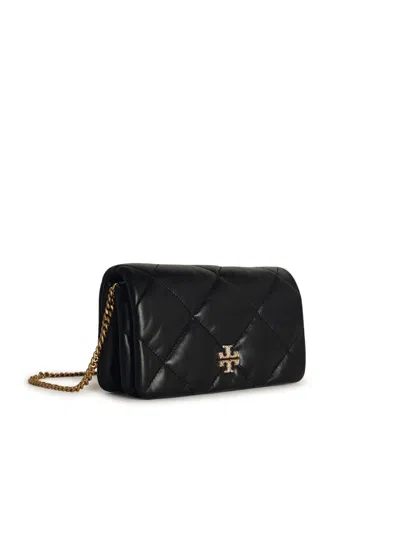 Tory Burch Kira Diamond Leather Wallet On Chain In Black