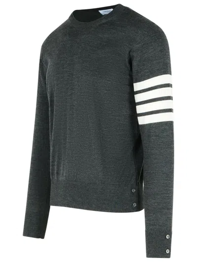 Thom Browne 4-bar Grey Virgin Wool Sweater In Grey