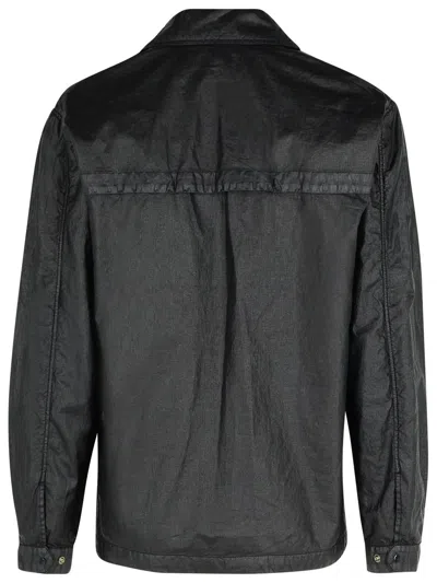 C.p. Company Linen Shirt With Chest Pocket And Collar In Black