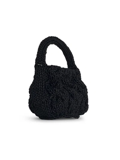 Jw Anderson J. W. Anderson Small Cable Knit Bag In Black