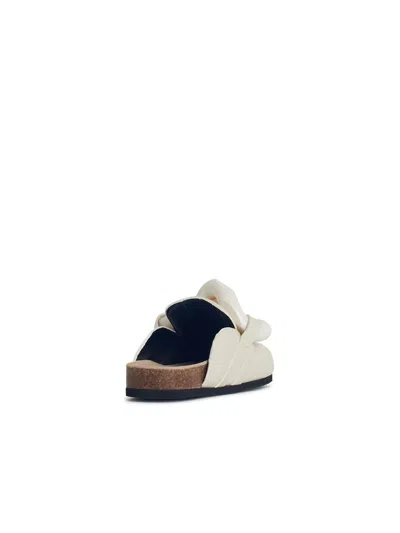 Jw Anderson Chunky Chain Leather Loafer Mules In Ivory