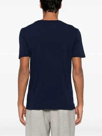 Hartford Basic Crew Neck Cotton T-shirt In Blue