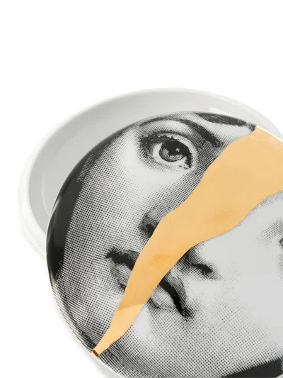 Fornasetti Round Box Tema E Variazioni N.10 In White