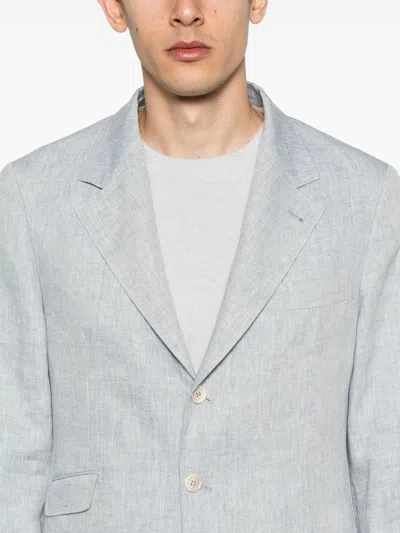 Brunello Cucinelli Linen Single-breasted Suit In Grey