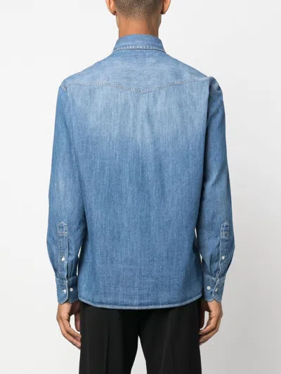 Brunello Cucinelli Button-up Cotton Denim Shirt In Blue