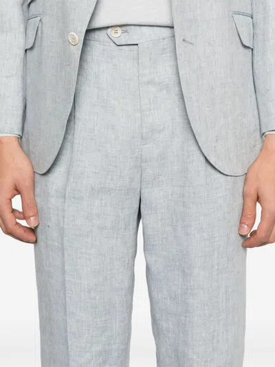 Brunello Cucinelli Linen Single-breasted Suit In Grey