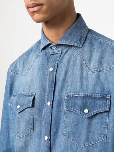 Brunello Cucinelli Button-up Cotton Denim Shirt In Blue