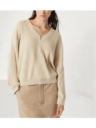 Brunello Cucinelli Cotton V-necked Sweater In Beige