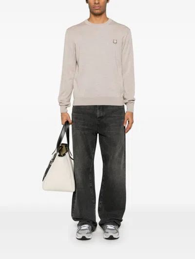 Maison Kitsuné Maison Kitsune' Bold Fox Head Wool Jumper In Dove Grey