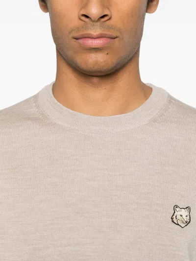 Maison Kitsuné Maison Kitsune' Bold Fox Head Wool Jumper In Dove Grey