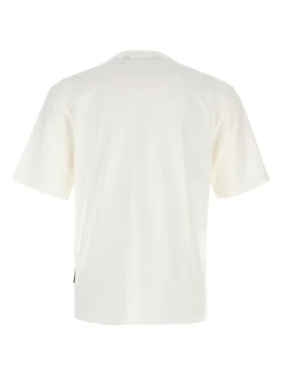 Palm Angels White Logo Print T-shirt In Gray