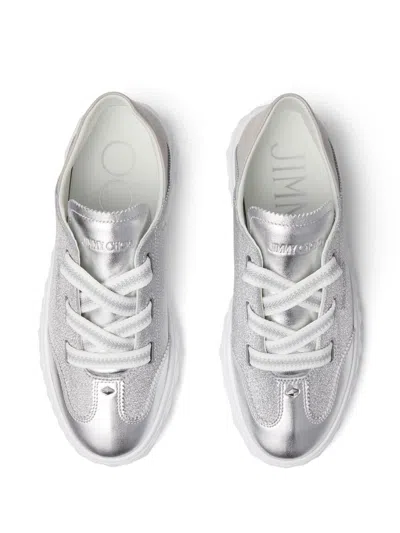 Jimmy Choo Diamond Light Flex Glittered Sneakers In Silver
