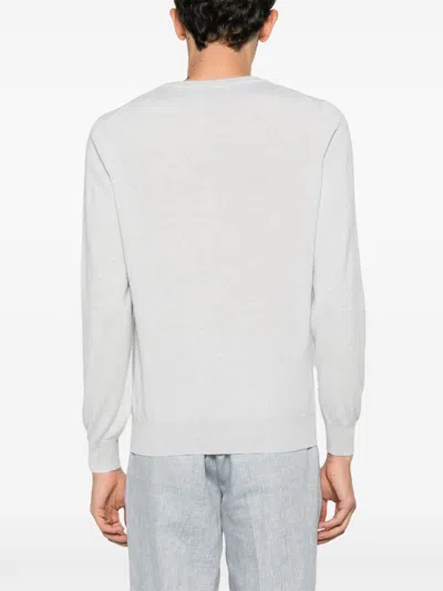 Brunello Cucinelli Men Cashmere Crewneck Sweater In Light Grey