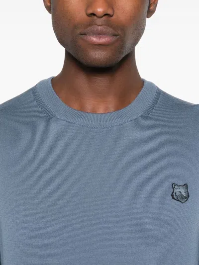 Maison Kitsuné Fox Head Patch Regular Sweater In Blue