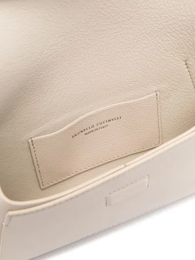 Brunello Cucinelli White Bc Duo Clutch In White