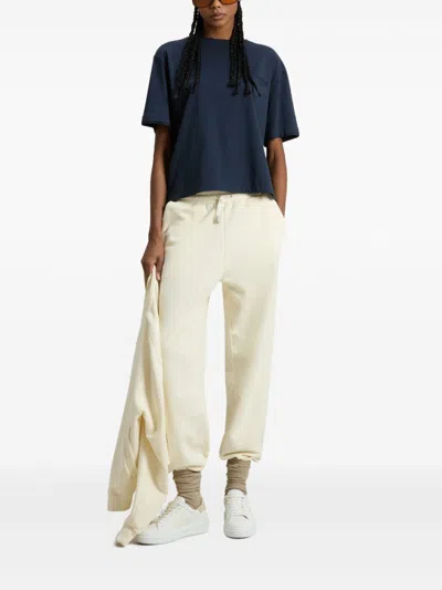 Woolrich Crew Neck Monochrome Cotton T-shirt In Blue