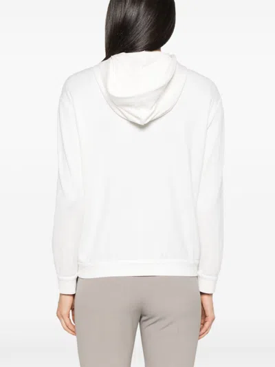Brunello Cucinelli Women's Cotton And Silk Blend Hoodie In White