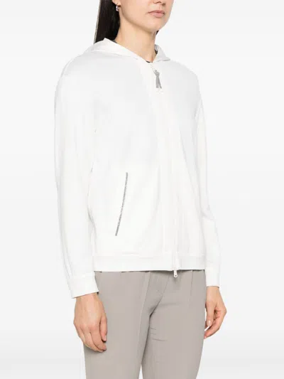 Brunello Cucinelli Women's Cotton And Silk Blend Hoodie In White
