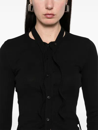 Ottolinger Double-fastening Ribbed Cardigan In Black