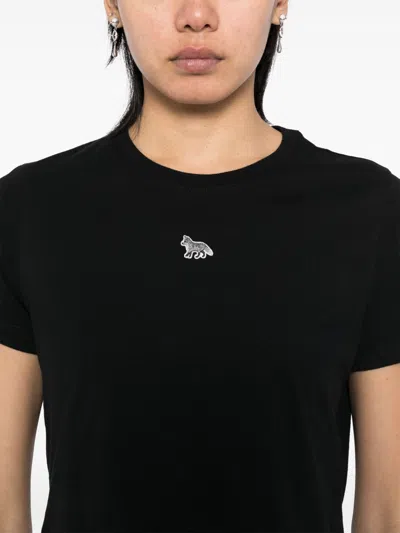 Maison Kitsuné Black Cotton T-shirt In Black