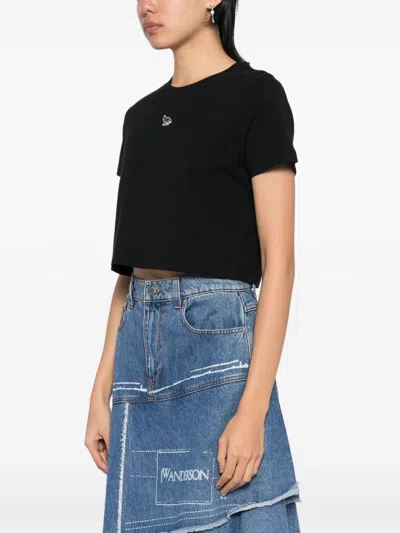 Maison Kitsuné Black Cotton T-shirt In Black