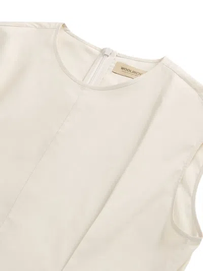 Woolrich Cotton Belted Dress In White