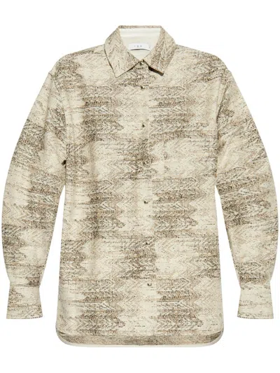 Iro Printed Overshirt In Textured Fabric In Beige