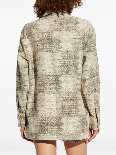 Iro Printed Overshirt In Textured Fabric In Beige