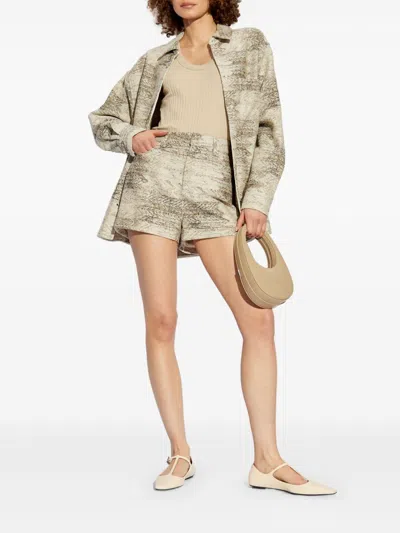 Iro Printed Overshirt In Textured Fabric In Beige